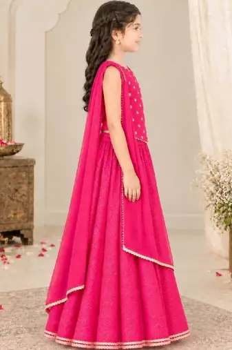 Girls embellished ready to wear lehenga & blouse with dupatta