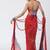 Tabasco red embroidered crepe organza co ord set