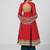 Tabasco red embroidered chanderi silk and net anarkali set