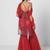 Tabasco red embroidered organza and net sharara set