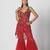 Tabasco red embroidered organza and net sharara set