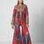 Tabasco red embroidered crepe jacket sharara set