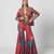 Tabasco red embroidered crepe jacket sharara set