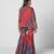 Tabasco red embroidered crepe jacket sharara set