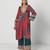 Tabasco red embroidered crepe organza and jacquard georgette kurta set