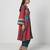 Tabasco red embroidered crepe organza and jacquard georgette kurta set