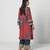 Tabasco red embroidered crepe organza and jacquard georgette kurta set
