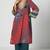 Tabasco red embroidered crepe organza and jacquard georgette kurta set