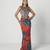Tabasco red embroidered dupion silk corset and skirt set