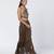 Olive brown embroidered chanderi silk and crepe drape skirt set