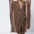 Olive brown embroidered crepe kaftan and pant set