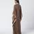 Olive brown embroidered crepe kaftan and pant set