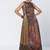 Olive brown embroidered chanderi silk and georgette gown with tunic