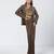 Olive brown embroidered chanderi silk and crepe drape skirt set
