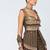 Olive brown embroidered dupion silk and georgette kurta set
