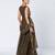 Olive brown embroidered dupion silk and georgette kurta set