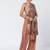 Biscoff peach embroidered organza and net kurta set