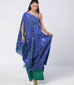 Blue embroidered crepe and georgette jacquard kaftan and salwar set