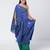 Blue embroidered crepe and georgette jacquard kaftan and salwar set