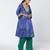 Blue embroidered crepe and georgette jacquard kurta and salwar set