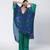Blue embroidered crepe and georgette jacquard kaftan and salwar set