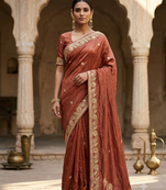 new fancy coffe brown pure crape gota patti work saree
