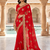 facy desiger red zari stone work saree