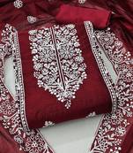 Floral Embroidered Thread Work Unstitched Dress Material
