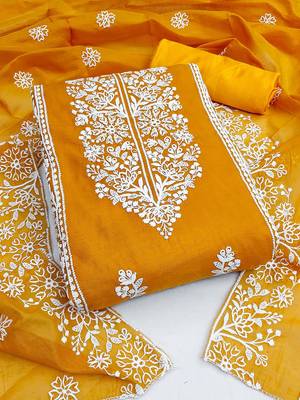 Floral Embroidered Unstitched Dress Material 1