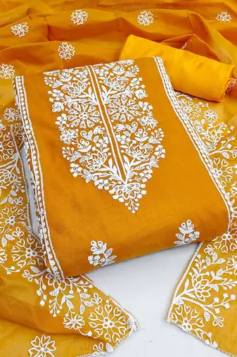 Floral Embroidered Unstitched Dress Material