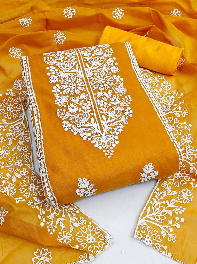 Floral Embroidered Unstitched Dress Material
