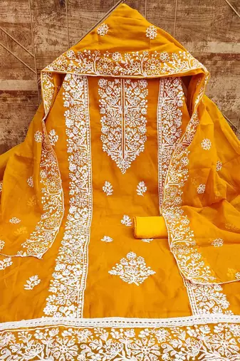 Floral Embroidered Unstitched Dress Material