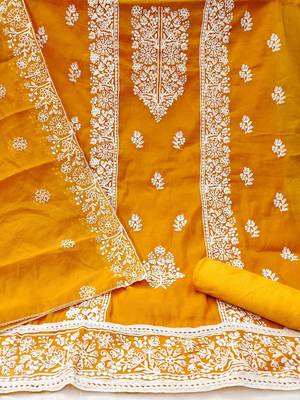 Floral Embroidered Unstitched Dress Material 3