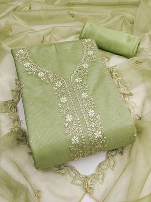 Embroidered Organza Unstitched Dress Material 1