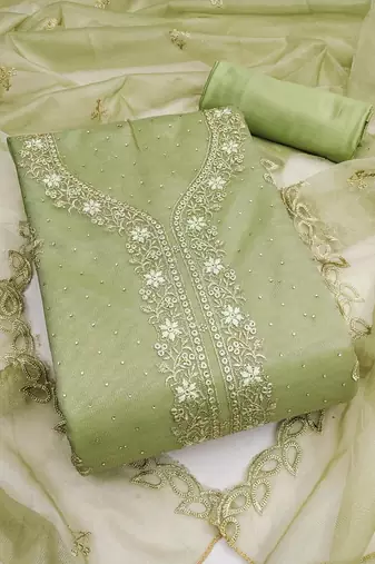 Embroidered Organza Unstitched Dress Material