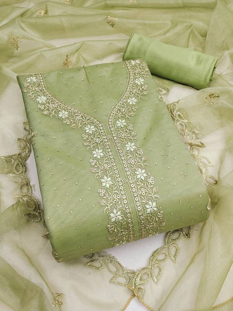 Embroidered Organza Unstitched Dress Material