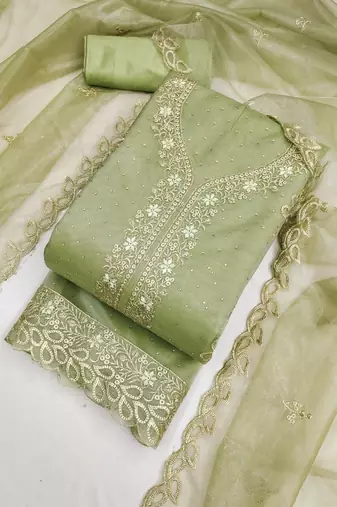 Embroidered Organza Unstitched Dress Material