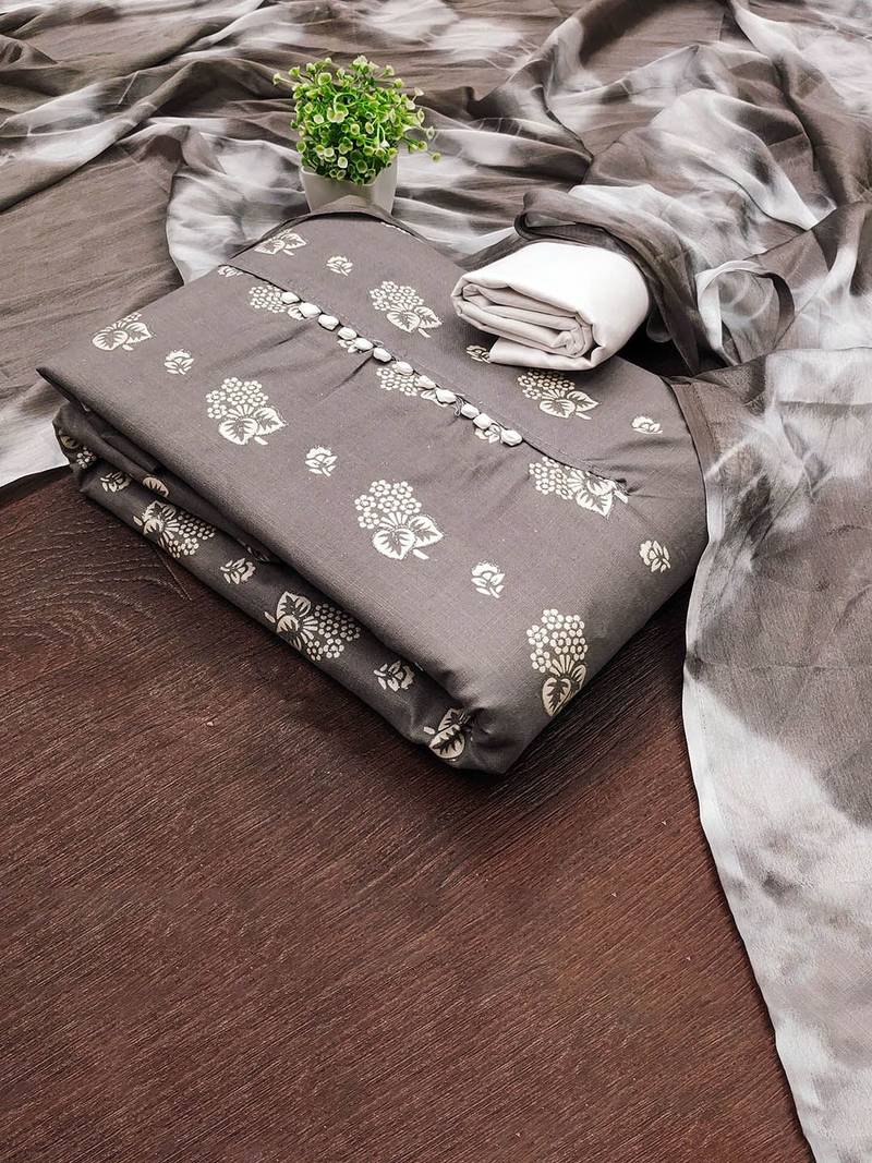 Floral Printed Unstitched Dress Material