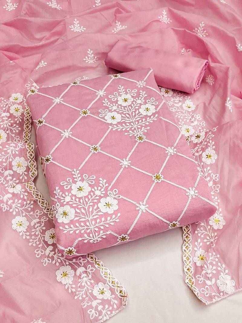 Embellished Unstitched Dress Material