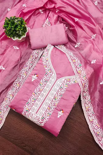 Floral Embroidered Unstitched Dress Material