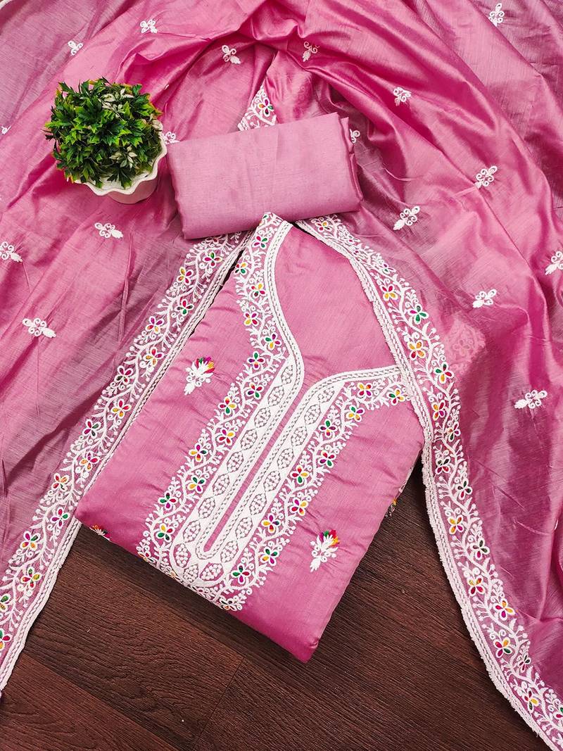Floral Embroidered Unstitched Dress Material