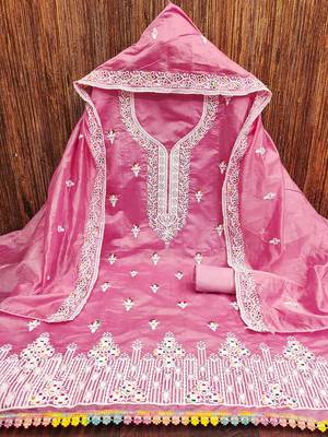 Floral Embroidered Unstitched Dress Material 3