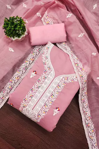 Floral Embellished Unstitched Dress Material