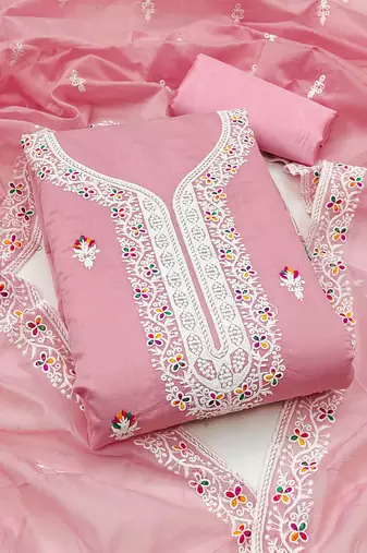 Floral Embellished Unstitched Dress Material