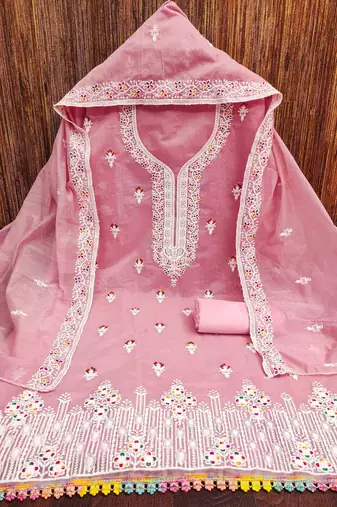 Floral Embellished Unstitched Dress Material