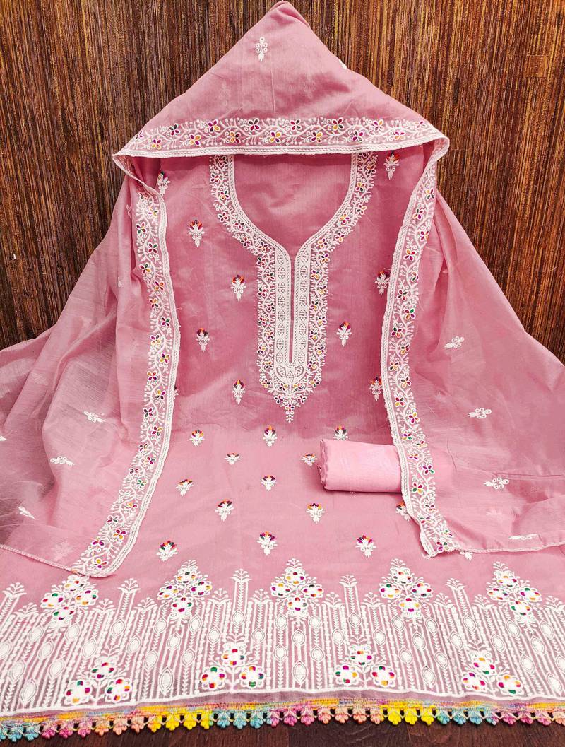 Floral Embellished Unstitched Dress Material