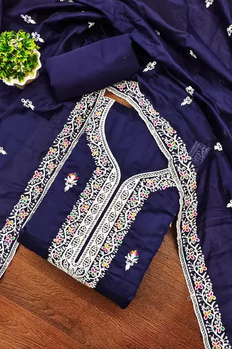Floral Embroidered Unstitched Dress Material