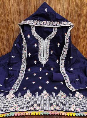Floral Embroidered Unstitched Dress Material 2