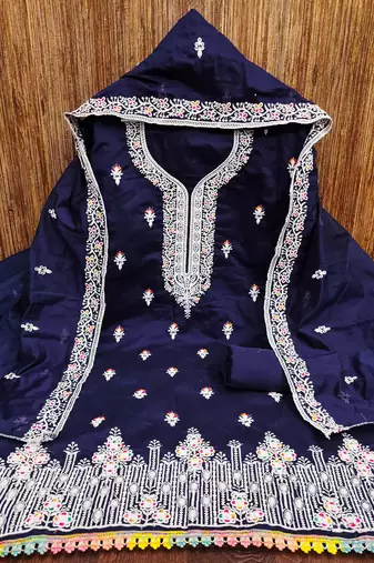 Floral Embroidered Unstitched Dress Material