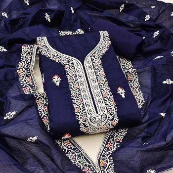 Floral Embroidered Unstitched Dress Material 3